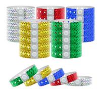 100 Pcs Plastic Holographic Party Wristbands, Waterproof Colored Vinyl for Events, Parties, Festivals and Concerts