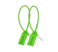 100 Pcs Plastic Security Seals Shipping Tamper Tags Disposable Signage Numbered Pull Tight Padlock Safety Self-Locking Seal Ties Tag for Shipping Customs, Green