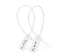 100 Pcs Plastic Security Seals Shipping Tamper Tags Disposable Signage Numbered Pull Tight Padlock Safety Self-Locking Seal Ties Tag for Shipping Customs, White