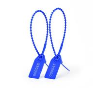 100 Pcs Plastic Security Seals Shipping Tamper Tags Disposable Signage Numbered Pull Tight Padlock Safety Self-Locking Seal Ties Tag for Shipping Customs, Deep Blue