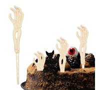 100 Pcs Plastic Skeleton Zombie Hand Cupcake Toppers - 5'' Spooky Hands for Halloween Cake Decor & Party Supplies
