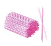 100 Pcs Plastic Sticks, Manicure Cuticle Pedicure Double-End Wood Cuticle Pusher Nail Cleaner Art Manicure and Pedicure Tools (Pink)
