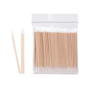 100 Pcs Pointed Cotton Buds,Wood Q Tips Bamboo Thin Cotton Swabs Ear Buds Pointed Tip Orange Sticks,Reusabl Clean Applicator for Eyebrow Tattoo Beauty Make-Up Color Nail Seam Dedicated Dirty Picking