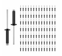 100 Pcs Pop Rivets, 4.8 mm x 20 mm Large Flange Blind Rivets | Aluminum Blind Rivet with Large Flange, Dome Head Black Rivet for Metal, Furniture Wood Plastic Automotive DIY and Marine Use