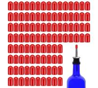 100 PCS Pourers Dust Covers Black Pourer Cap Rubber Caps Olive Oil Liquor Bottle Pour Spout Cover Pour Dispenser Spout Dust Covers ,Not included Bottle Pourers (100, Red)