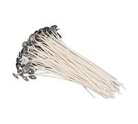 100 Pcs Pre-Waxed Cotton Candle Wicks, 6" Smokeless Core Wicks, with Base, for Pillar and Homemade Candle Making