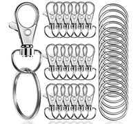 100 Pcs Premium Swivel Snap Hooks with Key Rings,Metal Lanyard Keychain Hooks Lobster Clasps for Key Jewelry DIY Crafts(50 Pcs Lanyard Snap Hooks+50 Pcs Key Rings)