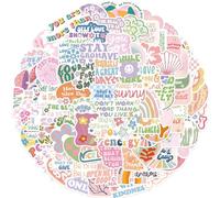 100 pcs Preppy Aesthetic Stickers, Waterproof Vinyl Decals for Water Bottles Laptop Phone Case Kindle Scrapbook, Positive Quotes Danish Pastel Sticker Set for Girls Women