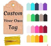 100 PCS Price Tags, Kraft Paper Gift Tags with Gold Ties for Arts and Crafts, Wedding Christmas Day Thanks Giving,38x58mm (Your Design)