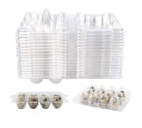 100 Pcs Quail Egg Boxes Stackable Egg Storage Box 12 Girds Quail Egg Container Clear Egg Carrier Box For Small Eggs, Quail, Pheasant, Pigeon Eggs