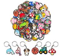 100 PCS Random Cute Cartoon Keyring Bulk Pack | All-Different Mystery Keychains for Prizes Incentives, Birthday Gifts,Basket Stuffer (100PCS)