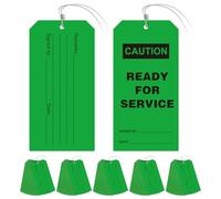 100 PCS Ready for Service Tags with Pre-Attach Wire,Green PVC Plastic Maintenance Required Tags,Tear & Water Weather Proof Repair Tags