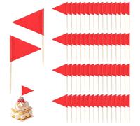 100 Pcs Red Flags Cupcake Topper Sticks, Golf Mini Cupcake Toppers Flags, Blank Writable Fruit Cheese Markers for Appetizers Wedding Buffet DIY Decoration