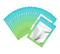 100 Pcs Resealable Mylar Bags, Gradient Color Food Storage Bags, Zip Bag Foil Bags Packaging Pouch for Food Storage, Sample, Small Business (Blue Green, 5.9 X 8.6 Inch)