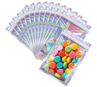 100 Pcs Resealable Mylar Bags, Sealable Odor Proof Foil Pouch Bag with Clear Window, Small Bussiness Packaging Supplies (Silver, 4 X 6 Inch)