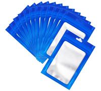 100 Pcs Resealable Mylar Ziplock Food Storage Bags, Smell Proof Bag with Clear Window, Packaging Pouch for Coffee Beans Candy Sample Food (Blue, 6.3 X 9.4 Inch)