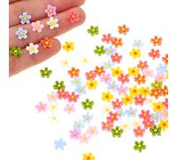 100 PCS Resin Flower Charms Micro Resin Daisy Blooms Garden Miniature Polyresin Flowers Mini Accessories Flowers for Crafts Miniature Flowers for Terrarium Zen Garden, Back Garden Landscaping