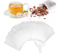 100 Pcs Reusable Cold Brew Bags, 2.76x3.54 Inch No Mess Cold Brew Filter Bag with Drawstring Bath Tea Bags French Press Filters Bag for Colds Brews Coffee Ice Tea Make Hot Tea(White)