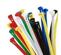 100 Pcs Reusable Red, Green, Blue, Yellow, Black, White Cable Ties, 400mm x 8mm, 16" Plastic Tie Wraps HeavyDuty Releasable Strong Nylon Zip Ties for Home Office Garage and Workshop (8 x 400 mm Multi)