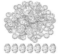 100 PCS Rhinestone Beads for Pens Making, 12mm Rondelle Beadable Spacer Beads, Silver Fancy Glitter Wave Diamond Crystal Bead for Pen Bracelet Necklace Jewelry Making DIY Craft Supplies
