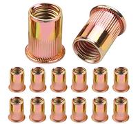 100 Pcs Rivet Nuts M4, Leryati Zinc Plated Threaded Rivet Inserts Flat Head Carbon Steel Blind Rivnuts, Nutsert Rivnuts Kit M4 Nut Pitch-0.7mm