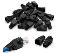 100 Pcs RJ45 Boots, Strain Relief, for Cat5 Cat5e Cat6 Cat6e, Black | PVC Soft Plastic, Strain Relief Boot, for Cat5 Cat5e Cat6 Cat6e Ethernet Cables, Dust & Water Protection, 100-Pack