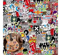 100 Pcs Rock Band Stickers,Vinyl Music Guitar Laptop Graffiti Retro Stickers for Adults,Waterproof Classic Set Roll for Teens Adult Water Laptop Bicycle Bottle Skateboard Luggage Refrigerator Bedroom