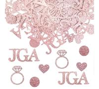 100 Pcs Rose Gold Wedding Table Confetti, Wedding Celebration Decor Tossing, Rose Gold Hen Party Glitter Confetti, Diamond Ring, Diamond, Heart, Circle, IDO English Element, Nuptials Table Supplies