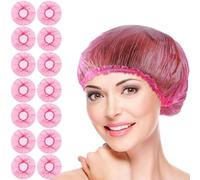 100 Pcs Rose Red Disposable Shower Caps,Shower Caps for Women Plastic Shower Caps Shower Hat Large Shower Cap Elastic Hair Cap for Home Use Hotel Spa and Hair Salon,Bathing Accessories,Personal Care