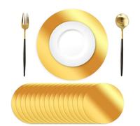 100 Pcs Round Gold Placemats,13.3" Mirror Foil Decorative Place Mats Mirrored Disposable Paper Placemats for Dining Wedding Table Setting Thanksgiving Christmas Party Table Decor