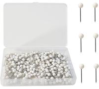 100 Pcs Round Head Tacks, 1/8 Inch Map Push Pin, White Drawing Pins, Steel Points Push Pins, Round Head Map Tacks Push Pins, With Storage Box, for Cork Notice Board, Bulletin Boards
