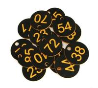 100 Pcs Round Number Labels Plastic Numbered Tags for Keychains Bags Luggage Dorm Keys Pool Locker for Lockers and Hotels(Black)