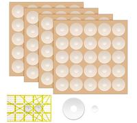 100 PCS Ruler Grips Non Slip Clear Silicone Grip Sheet Sewing for Quilt Templates 0.75 Inches Silicone Stickers for Quilting and Sewing Adhesive Backing Rings Grip for Sew Rulers (Transparent)