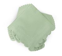 100 Pcs Sage Green Napkins Scalloped Edged Dessert Cocktail Napkins Folded 5 x 5 Inches Disposable Napkins for Dinner Wedding Birthday Party