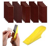 100 PCS Sanding Pads Grit Sandpaper Sheets Micro Sander Kit with 3.5 x 1 Inch Detail Sanding Tools With Sandpaper Assorted 60/100/150/320/600 Finger Sander for Crafts Wood Furniture Finishing