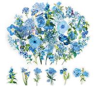 100 Pcs Scrapbook Flower Stickers,Self-Adhesive Floral Style Paper Stickers with 50 Patterns for Scrapbook Letters Wall Journal Album Notebook Card Window Making DIY Water Bottle