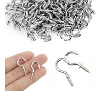 100 Pcs Screw in Hooks,20mm Small Cup Hooks,Safe for Securing Metal Ceiling Screw Hook,Plants Ceiling Hanging Screws Hook,for Securing Cables Wires Hanging Lights Indoor and Outdoor Use(Silver)