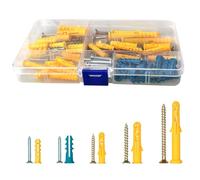 100 Pcs Screws and Wall Plugs Set, Heavy Duty Rawl Plug and Screws Mixed Sizes Assortment, Anchor Bolts Assorted for Brick, Masonry, Plasterboard Fixings, TV Bracket, Plaster