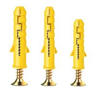 100 Pcs Screws and Wall Plugs Set,Masonry Brick Concrete Fixings Plugs Assortment Kit,Rawl Plugs and Screws in Compartment Box,Zinc Galvanized 3 Different Size.