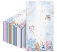 100 Pcs Sea Paper Napkins, Summer Paper Guest Towels for Bathroom, Disposable Paper Hand Towels for Bathroom, Guest Towels, Sea Blue Decorative Coastal Napkins for Wedding Dinner Parties