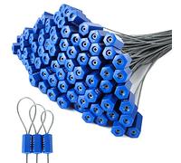100 PCS Security Cable Seals Numbered Tamper Proof Security Tags, Blue Steel Pull-Tite Container Seals Wire Seals, Metal Self-Locking Cable Steel Wire Seal for Truck Container Shipping, 9.6in / 245mm