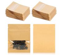 100 Pcs Seed Envelopes, Resealable Window Food Storage Bag, Seed Packets Envelopes with Clear Window, Kraft Paper Seed Packets for Flower Vegetable Plants Coffee Coin Garden Storage(7x9cm/2.7"X3.5")