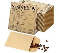 100 Pcs Seed Packets Envelopes, Seed Packets, Small Brown Paper with Types Name Template Sealing Saving Envelopes for Saving Collecting (8x12cm)