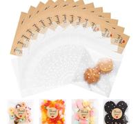 100 Pcs Self Adhesive Cellophane Bags - 5.5 x 4.5 inches Cellophane Treat Thank You Candy Bags with 120 Stickers (6X8CM)