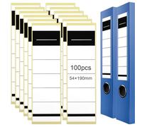 100 Pcs Self-Adhesive Folder Labels, 54 x 190 mm, Spine Stickers for 8 cm, Lever Arch Folders, Office and School, White