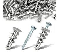 100 PCS Self-Drilling Anchor Screws, Plasterboard Fixings Heavy Duty, Cavity Wall Plugs, M4 Dry Wall Anchors for Plaster Boarding Wooden Boards