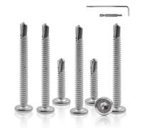 100 Pcs Self Tapping Screws M5.5x50mm/M5.5x25mm Metal Flat Head Hexagon Socket Screw with Hexagon Socket Drill Stainless Steel Self Drilling Screws for Wood Roofing Facade Fences Fixing