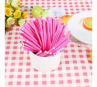 100 Pcs/Set Colorful Lollipop Sticks, Cake Pop Lolly Candy Pop Sticks, Sucker Sticks for Cake Pops Candy Sweet Chocolate Rice Krispie Treats DIY Making Candy Melt Chocolates 10cm (Pink)