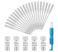 100 Pcs Sewing Machine Needles Assorted Universal 65/9 75/11 90/14 100/16 110/18 Universal Sewing Machine Needles for Singer Brother Janome Bernina Kenmore with Needle Threader