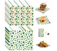 100 Pcs Shamrock Wax Paper Sheets for Food Clover Food Basket Liners, PLULON St. Patrick's Day Deli Paper Wrapping Parchment Sandwich Candy Wrap Grease Resistant Cookie Box Liners